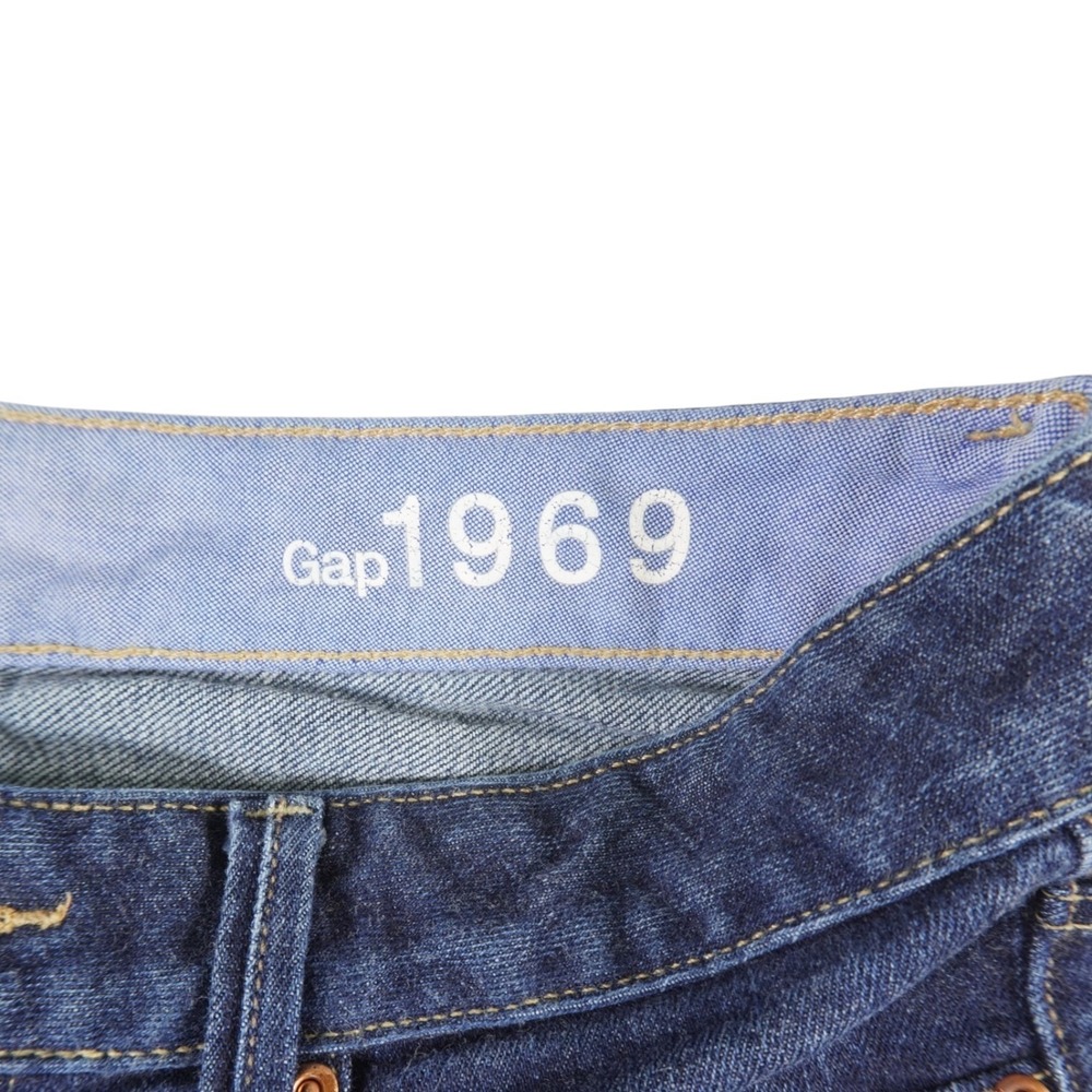 Gap 1969 Long & Lean Bootcut Jeans Womens 26/2L Blue Whiskering Denim Cotton - Picture 9 of 13
